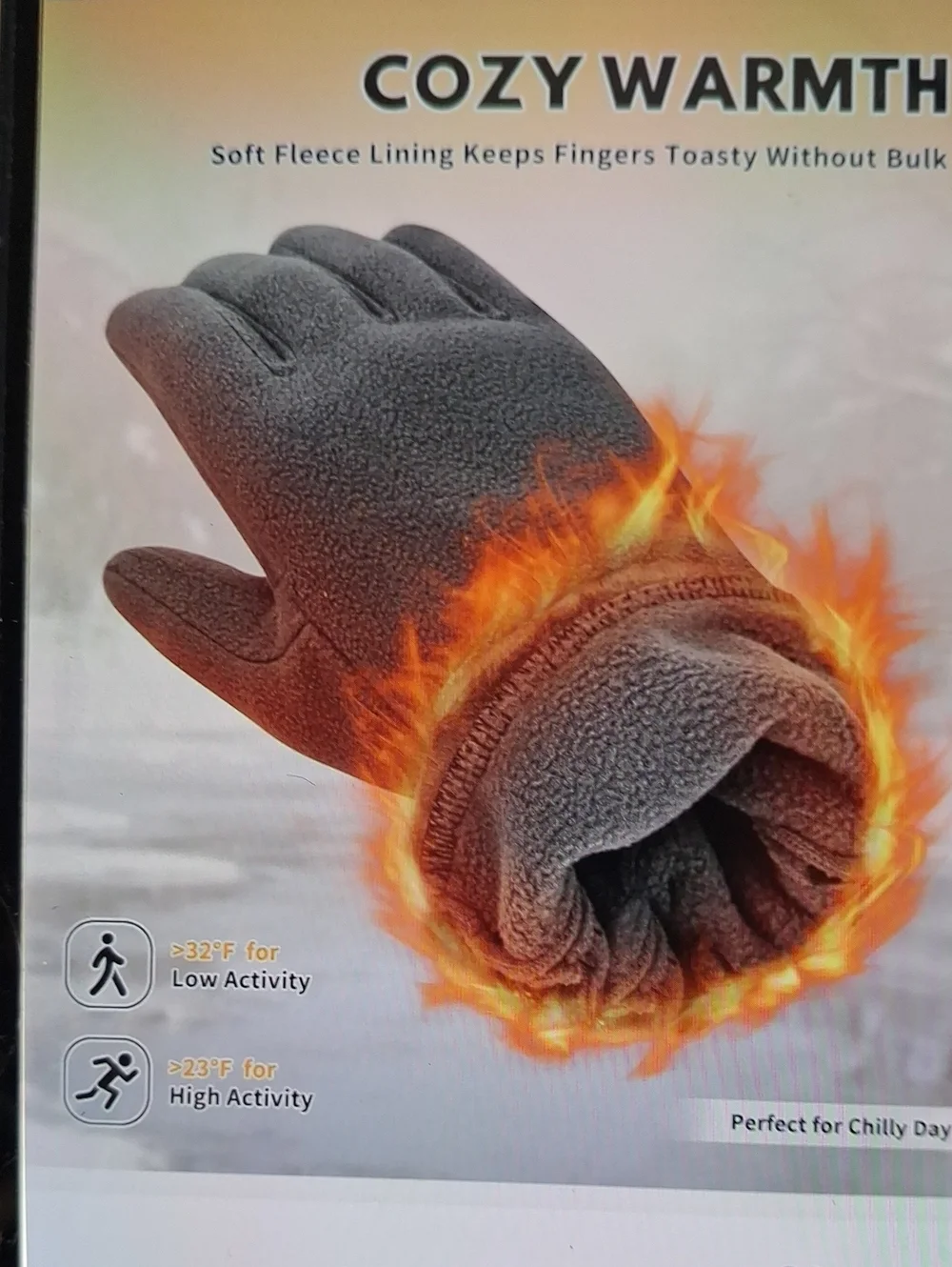 NWT Womens Winter Warm Gloves Touchscreen, Fleece, Grey